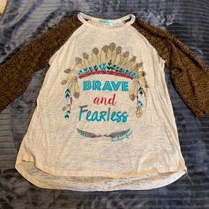 3/4 sleeve burnout tee shirt